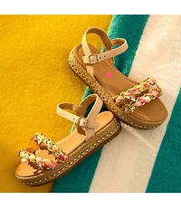 Steve Madden Girls' J-Gizmo Printed Charm Chain Hardware Flatform Sandals (Youth)