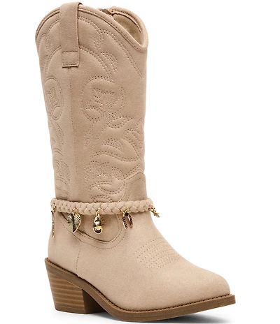 Steve Madden Girls' J-Leana Soft Western Braided Charm Hardware Boots (Youth)