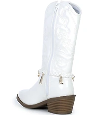 Steve Madden Girls' J-Leana Western Braided Charm Hardware Boots (Youth)