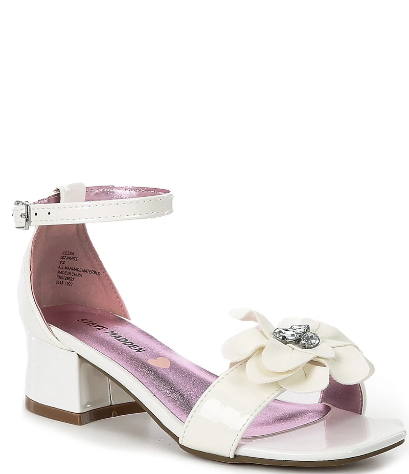 Steve Madden Girls' J-Lessa Patent Leather Embellished Flower Dress Sandals (Youth)