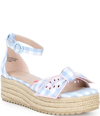 Steve Madden Girls' J-Lucille Gingham Bow Espadrille Wedge Sandals (Youth)