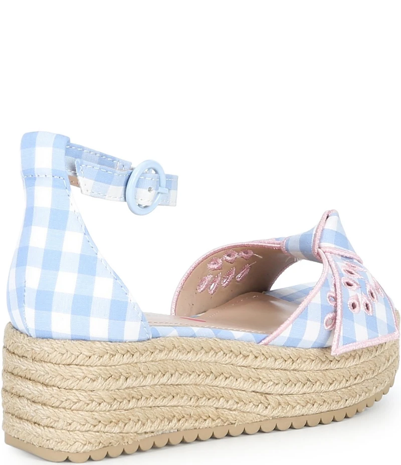 Steve Madden Girls' J-Lucille Gingham Bow Espadrille Wedge Sandals (Youth)