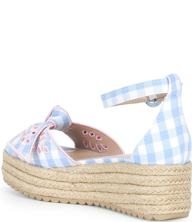 Steve Madden Girls' J-Lucille Gingham Bow Espadrille Wedge Sandals (Youth)