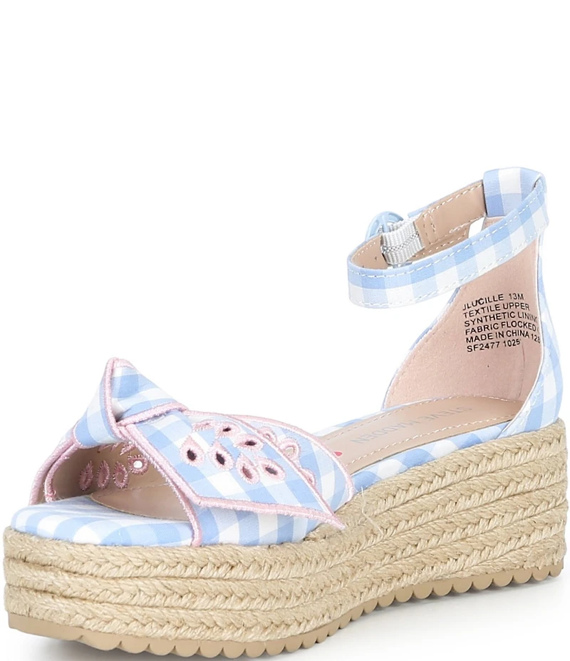 Steve Madden Girls' J-Lucille Gingham Bow Espadrille Wedge Sandals (Youth)