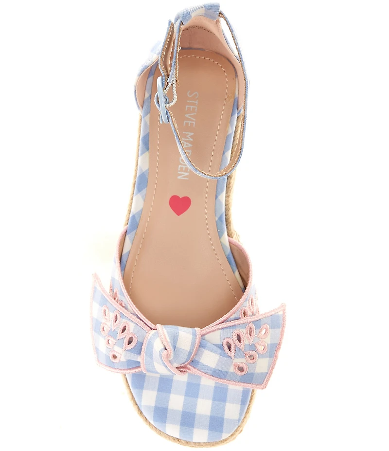 Steve Madden Girls' J-Lucille Gingham Bow Espadrille Wedge Sandals (Youth)