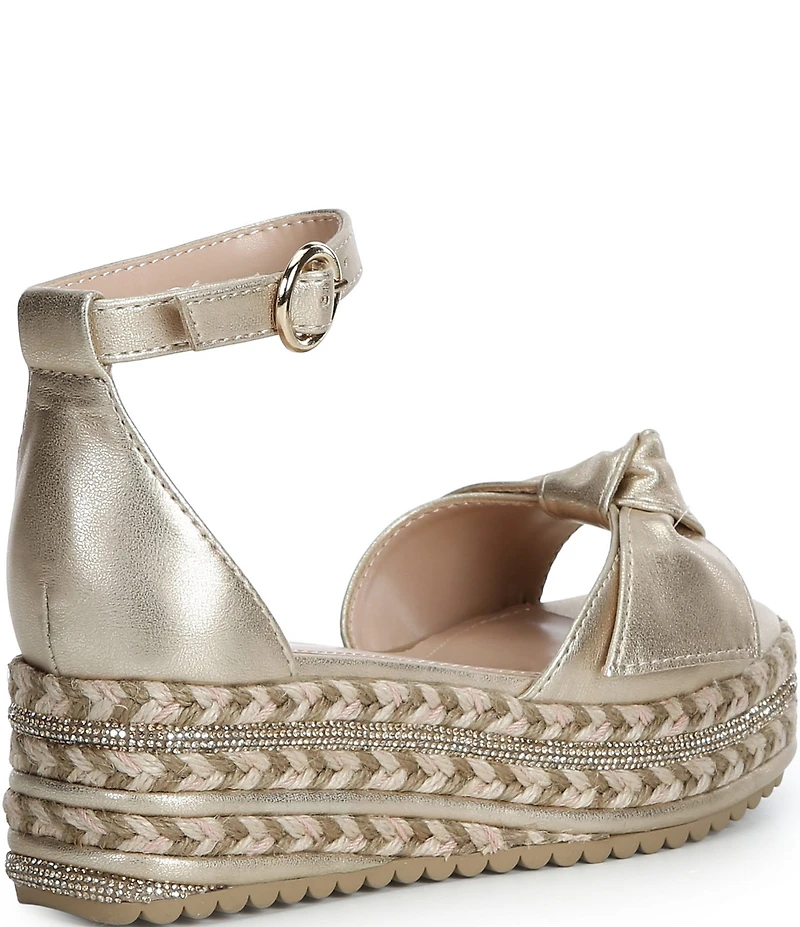 Steve Madden Girls' J-Lucille Metallic Bow Embellished Espadrille Wedge Sandals (Youth)