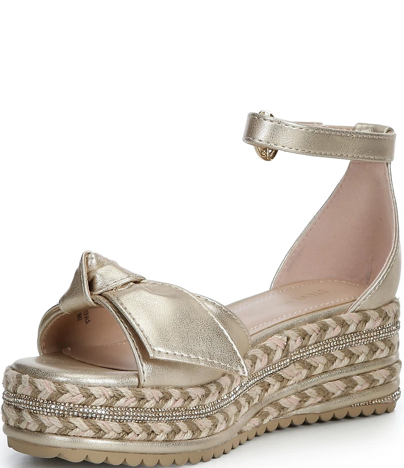Steve Madden Girls' J-Lucille Metallic Bow Embellished Espadrille Wedge Sandals (Youth)