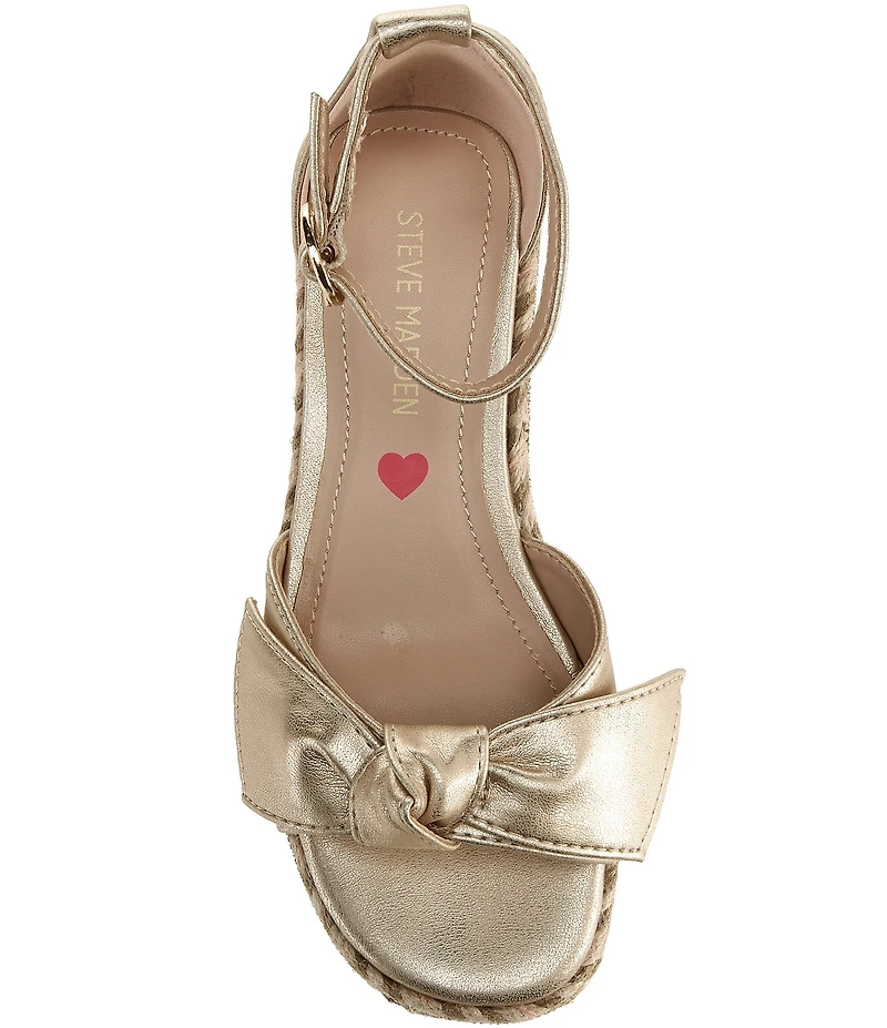 Steve Madden Girls' J-Lucille Metallic Bow Embellished Espadrille Wedge Sandals (Youth)