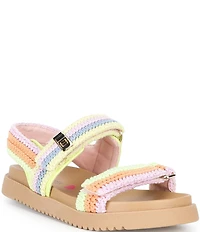 Steve Madden Girls' J-Mona Knit Crochet Hook-and-Loop Sandals (Youth)