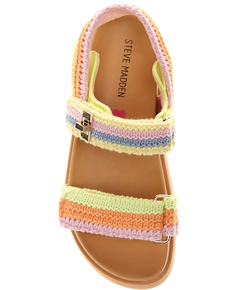 Steve Madden Girls' J-Mona Knit Crochet Hook-and-Loop Sandals (Youth)