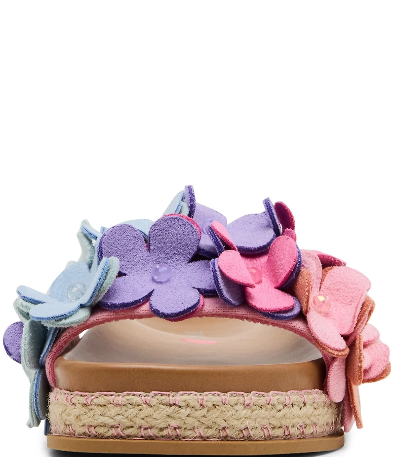 Steve Madden Girls' J-Pompey Ombre Floral Applique Slide Sandals (Youth)