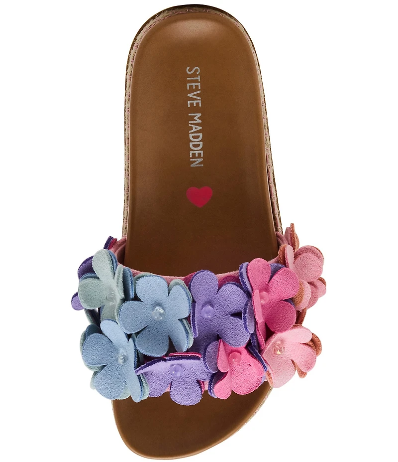 Steve Madden Girls' J-Pompey Ombre Floral Applique Slide Sandals (Youth)