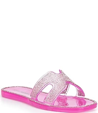 Steve Madden Girls' J-Pop Rhinestone Embellished Jelly Slide Sandals (Youth)