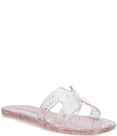 Steve Madden Girls' J-Pop Glitter Detail Jelly Slide Sandals (Youth)