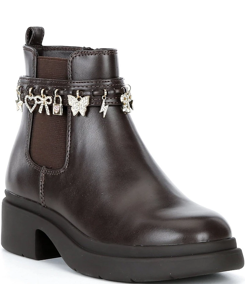 Steve Madden Girls' J-Ramira Charm Hardware Moto Booties (Youth)