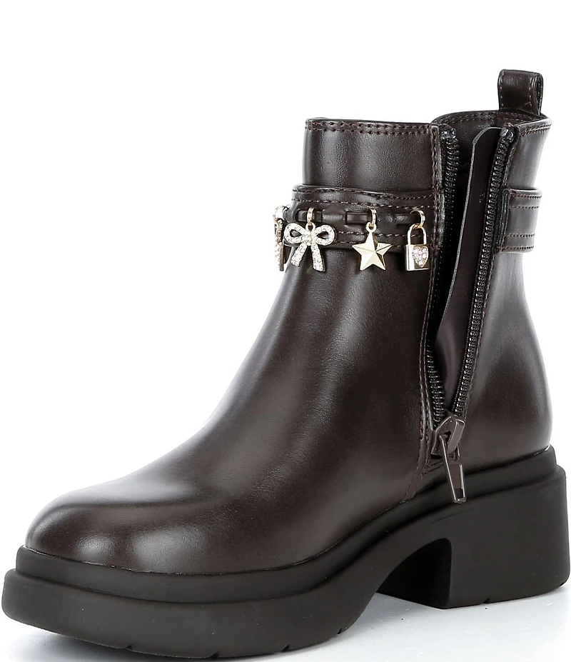 Steve Madden Girls' J-Ramira Charm Hardware Moto Booties (Youth)