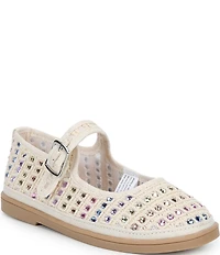 Steve Madden Girls' J-Roree Multi Rhinestone Raffia Mary Janes (Youth)