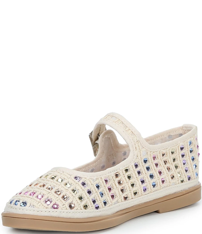 Steve Madden Girls' J-Roree Multi Rhinestone Raffia Mary Janes (Youth)