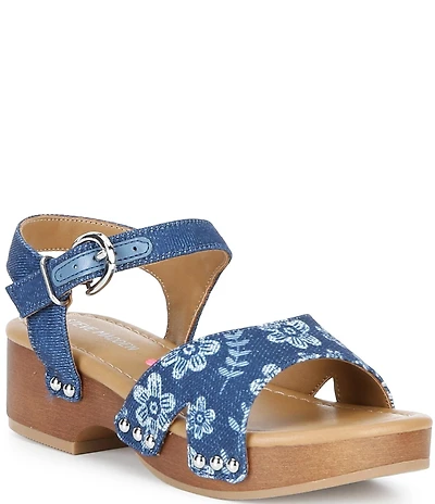 Steve Madden Girls' Mayson Floral Denim Ankle Strap Sandals (Youth)