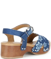 Steve Madden Girls' Mayson Floral Denim Ankle Strap Sandals (Youth)