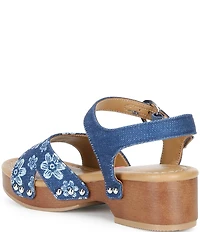 Steve Madden Girls' Mayson Floral Denim Ankle Strap Sandals (Youth)
