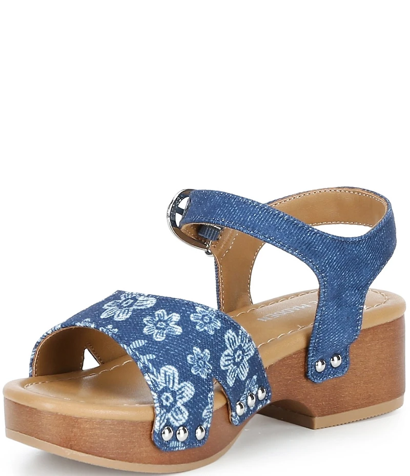 Steve Madden Girls' Mayson Floral Denim Ankle Strap Sandals (Youth)