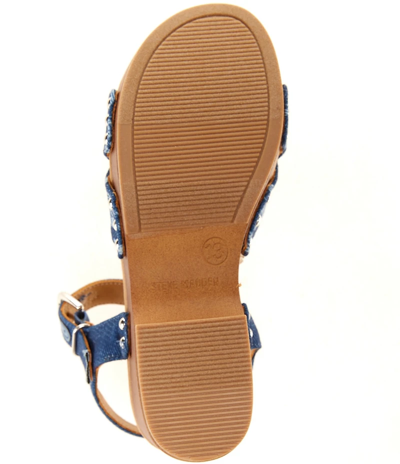 Steve Madden Girls' Mayson Floral Denim Ankle Strap Sandals (Youth)