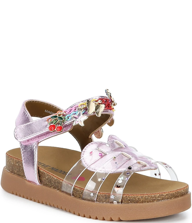 Steve Madden Girls' T-Comet Clear Heart Charm Embellished Sandals (Infant)