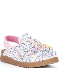 Steve Madden Girls' T-Mazie Floral Buckle Woven Charm Ornamented Backstrap Clogs (Toddler)