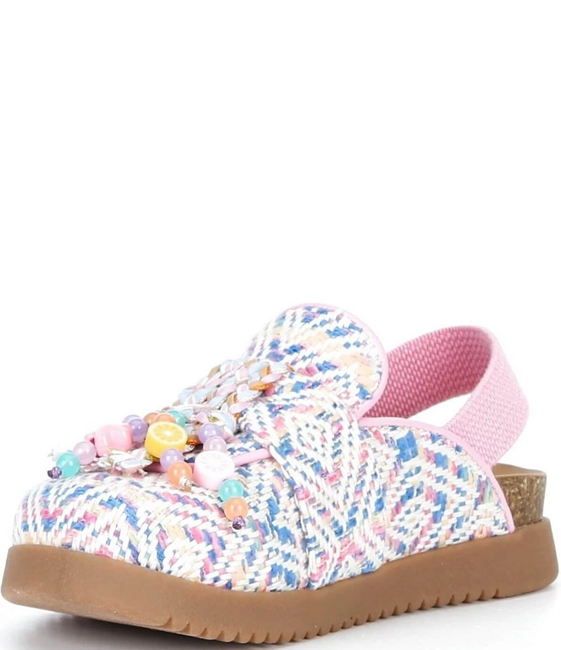 Steve Madden Girls' T-Mazie Floral Buckle Woven Charm Ornamented Backstrap Clogs (Toddler)
