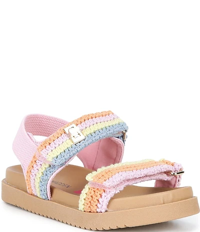 Steve Madden Girls' T-Mona Rainbow Crochet Knit Hook-and-Loop Sandals (Toddler)