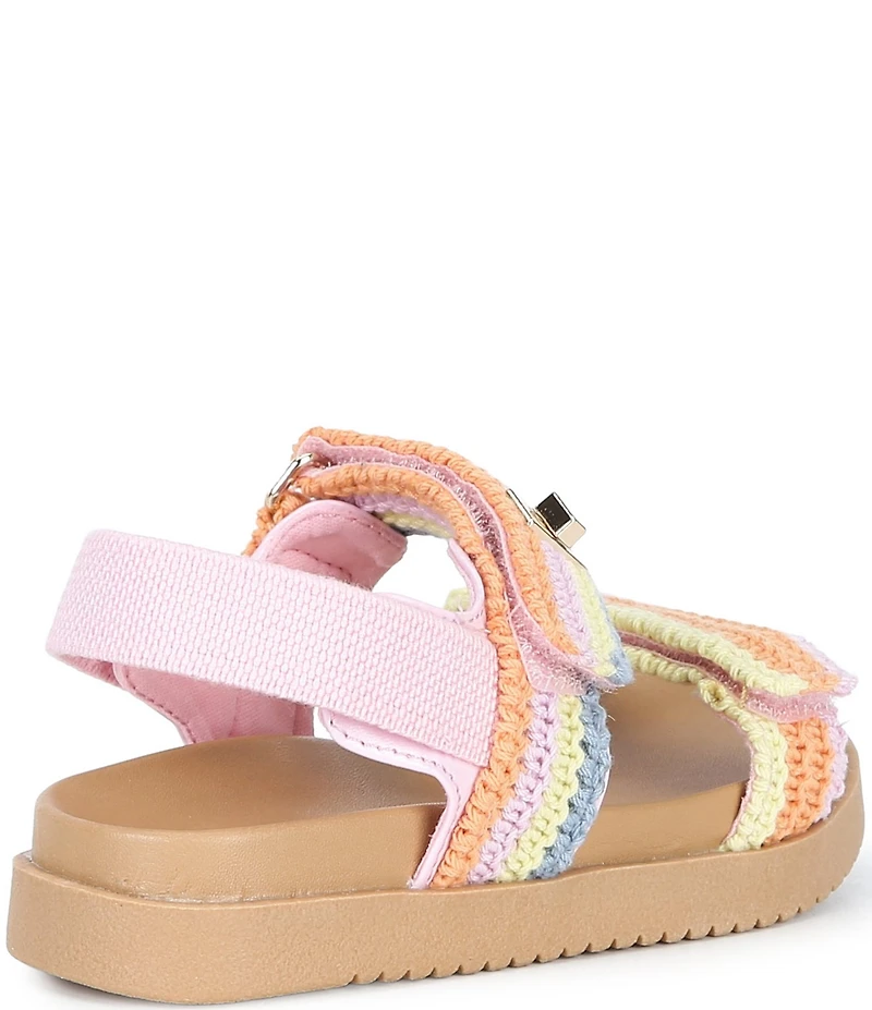 Steve Madden Girls' T-Mona Rainbow Crochet Knit Hook-and-Loop Sandals (Toddler)