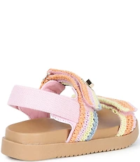 Steve Madden Girls' T-Mona Rainbow Crochet Knit Hook-and-Loop Sandals (Toddler)