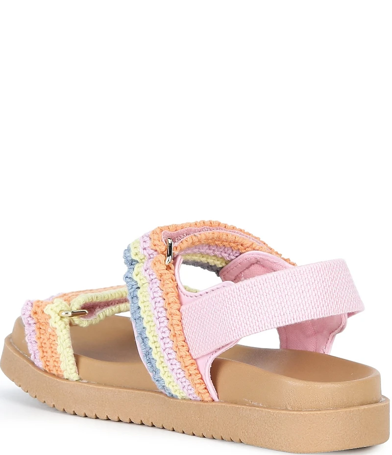 Steve Madden Girls' T-Mona Rainbow Crochet Knit Hook-and-Loop Sandals (Toddler)