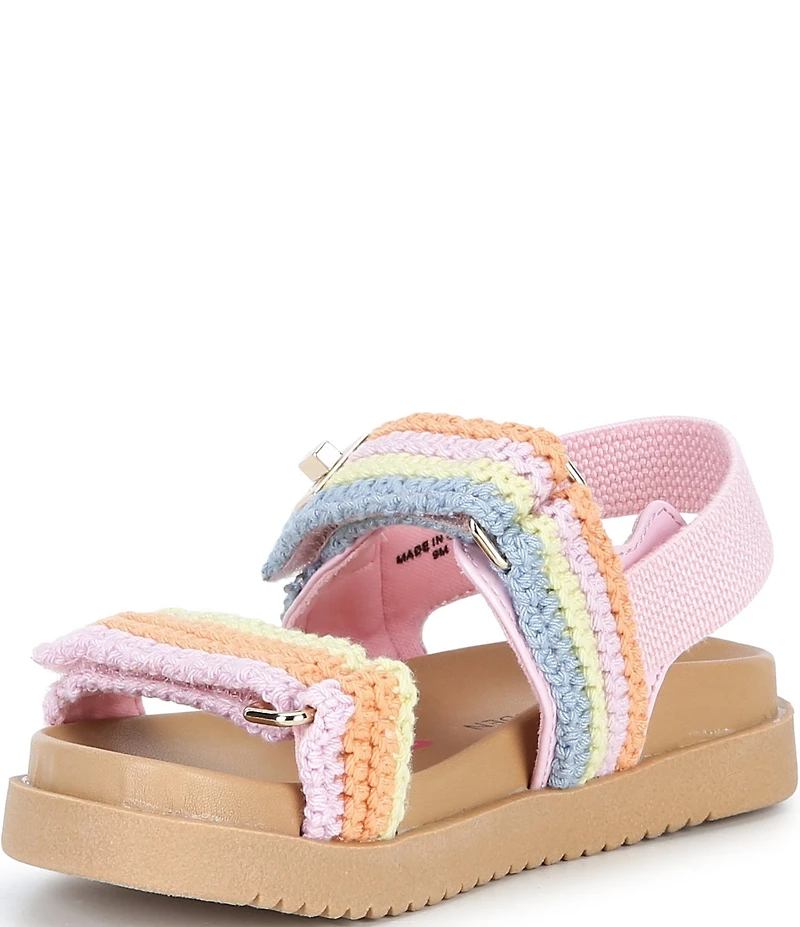 Steve Madden Girls' T-Mona Rainbow Crochet Knit Hook-and-Loop Sandals (Toddler)