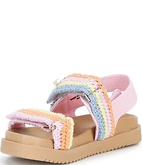 Steve Madden Girls' T-Mona Rainbow Crochet Knit Hook-and-Loop Sandals (Toddler)