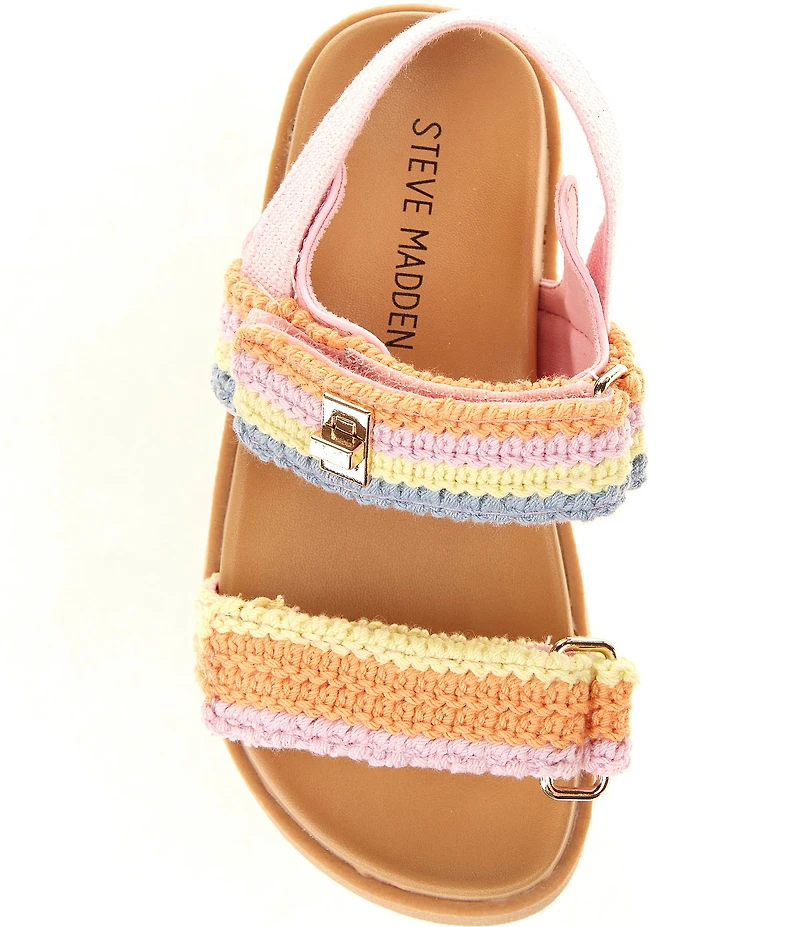 Steve Madden Girls' T-Mona Rainbow Crochet Knit Hook-and-Loop Sandals (Toddler)