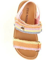 Steve Madden Girls' T-Mona Rainbow Crochet Knit Hook-and-Loop Sandals (Toddler)