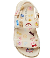 Steve Madden Girls' T-Mona-S Leather Novelty Graphic Sandals (Infant)