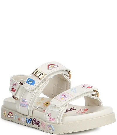Steve Madden Girls' T-Mona-S Leather Novelty Graphic Sandals (Toddler)