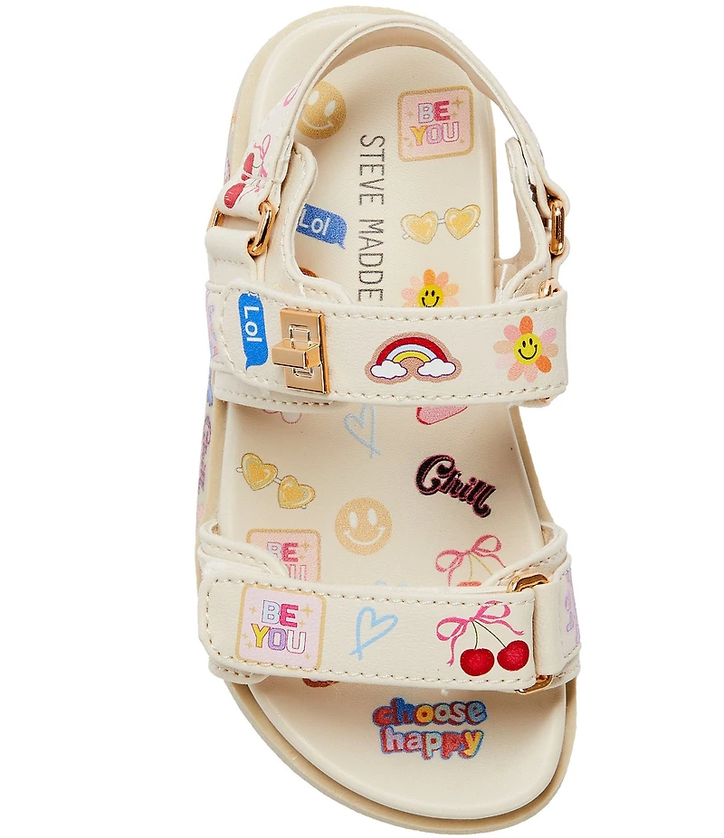 Steve Madden Girls' T-Mona-S Leather Novelty Graphic Sandals (Toddler)