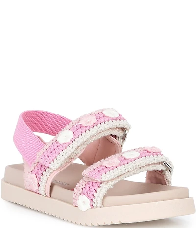 Steve Madden Girls' T-Mona Floral Crochet Knit Sandals (Toddler)
