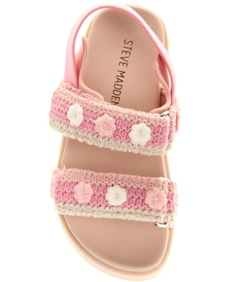 Steve Madden Girls' T-Mona Floral Crochet Knit Sandals (Toddler)