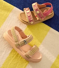 Steve Madden Girls' T-Mona Floral Crochet Knit Sandals (Toddler)