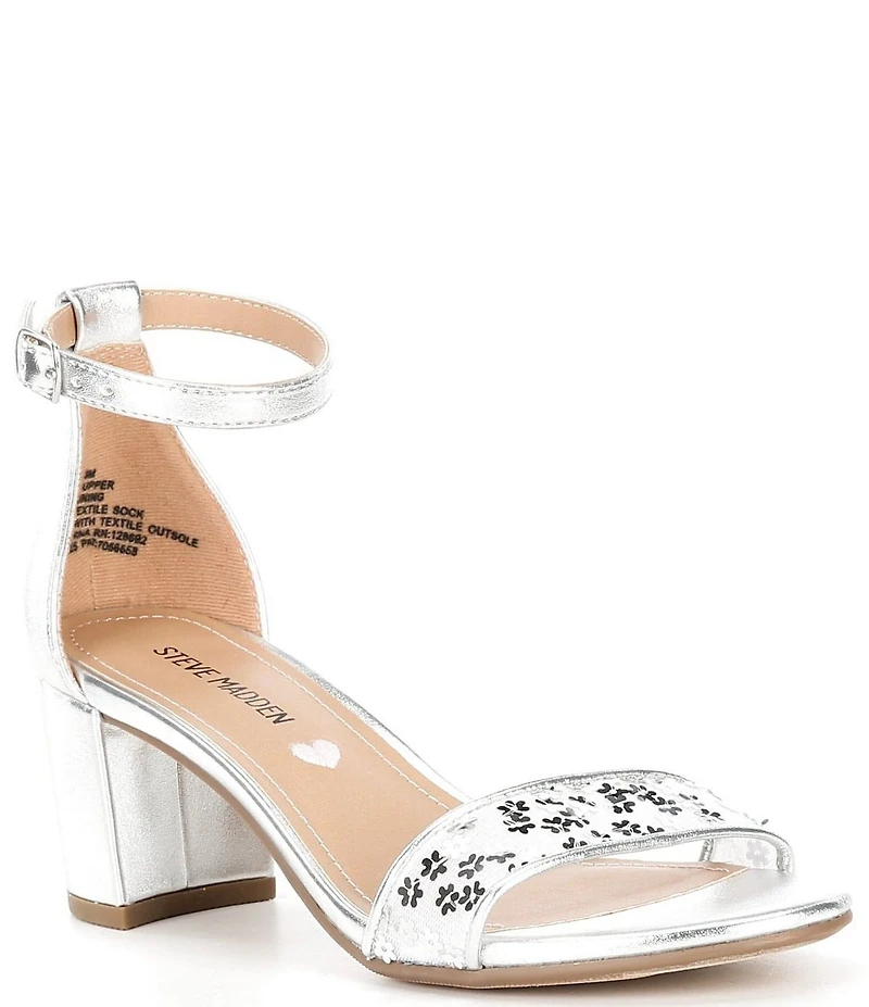 Steve Madden Girls' Tween J-Carrson Mesh Floral Embellished Dress Sandals (Youth)
