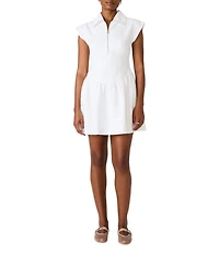 Steve Madden Gracyn Collared Short Sleeve Zip Front A-Line Mini Dress