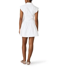 Steve Madden Gracyn Collared Short Sleeve Zip Front A-Line Mini Dress