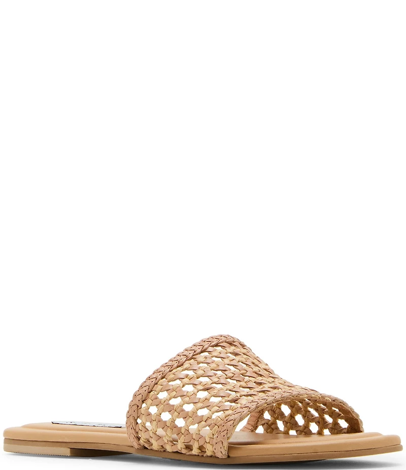 Steve Madden Gulf Raffia Leather Slide Sandals