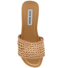 Steve Madden Gulf Raffia Leather Slide Sandals