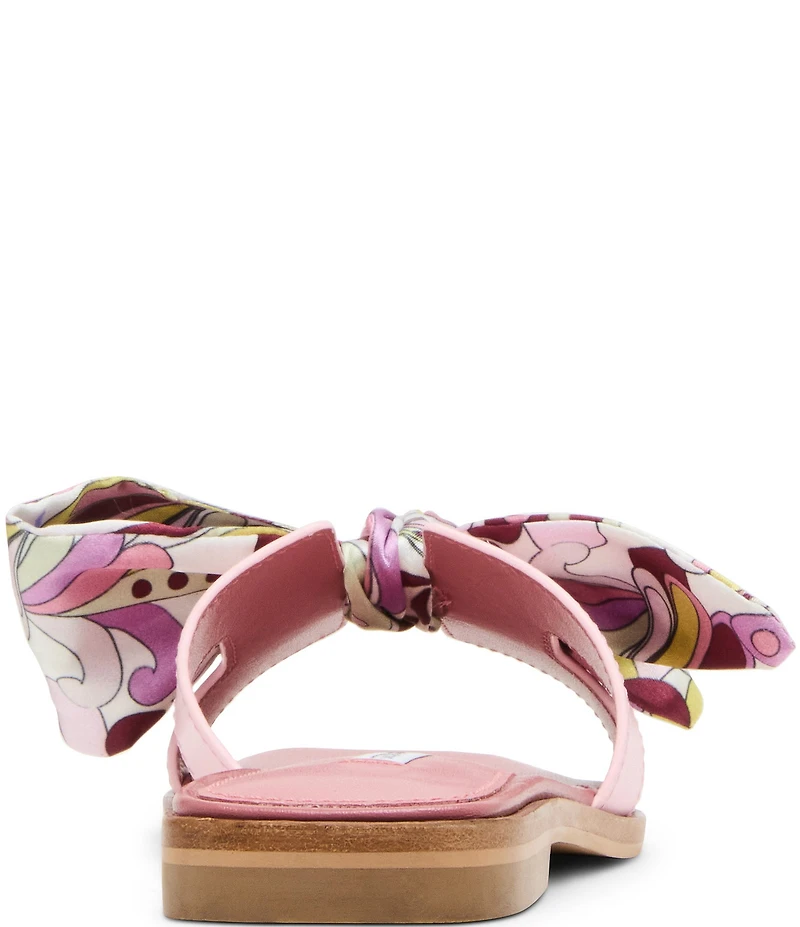 Steve Madden Hadyn Groovy Print Scarf Leather Flat Slide Sandals